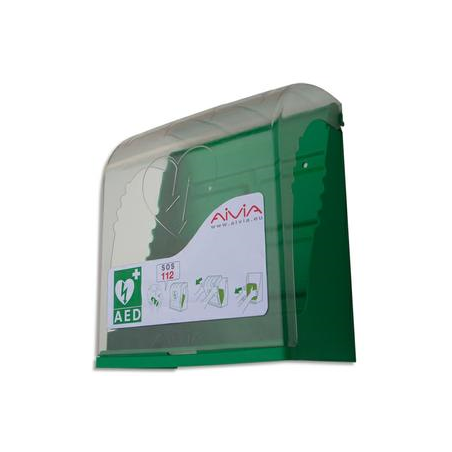 LABORATOIRES ESCULAPE Support mural ASEP DEFIB S Vert en ABS, capot en polycarbonate L34 x H40 x P20 cm