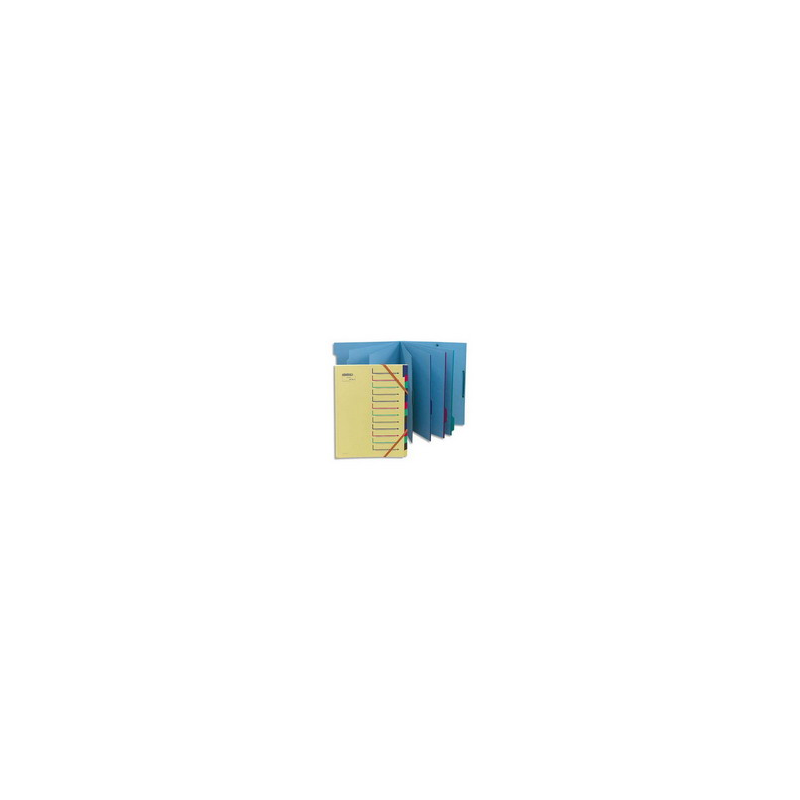 EXTENDOS Trieur 7 compartiments Bleu, en carte forte avec élastique de fermeture