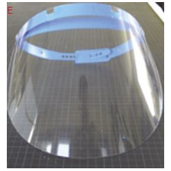 Visière protection Polycarbonate avec serre tête réglable. Dimensions 31,5X19,5cm