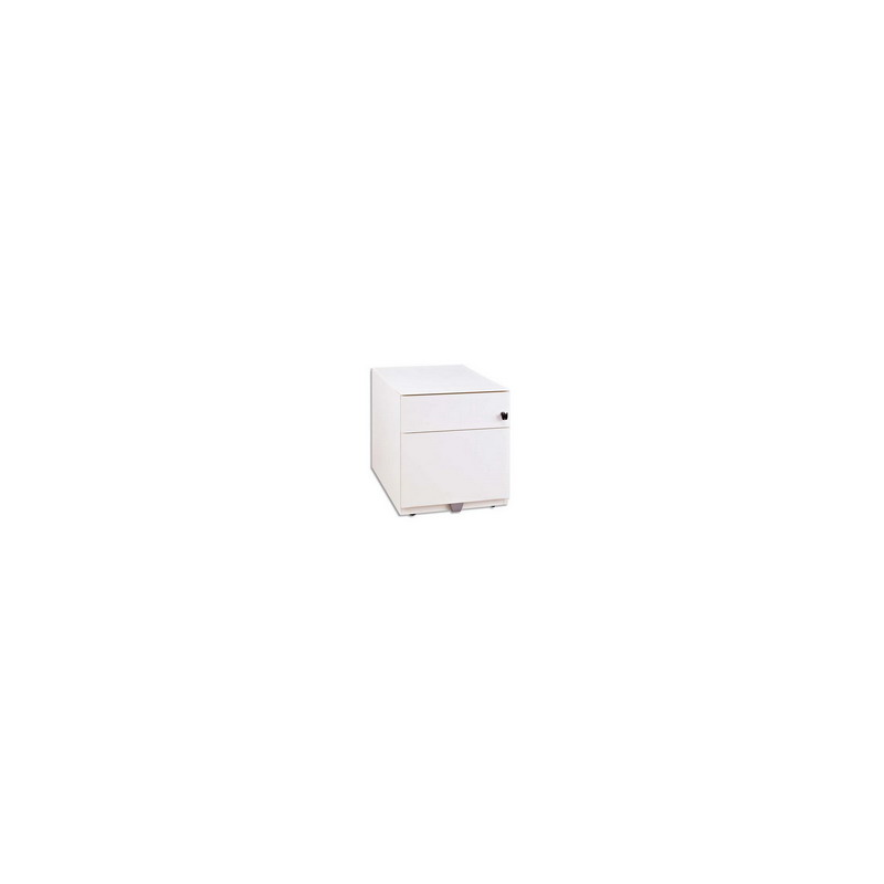 GAUTIER Caisson mobile métal laqué blanc, 3 tiroirs 1 plumier 4 roulettes SUNDAY 45x50x57cm