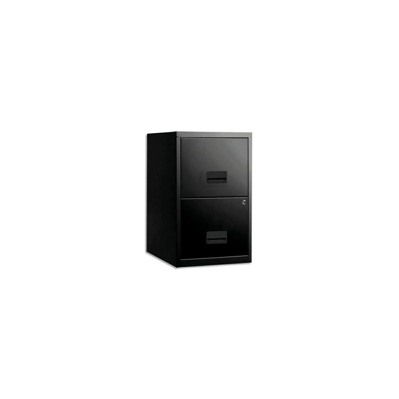 PIERRE HENRY Classeur pour DS 2 tiroirs Noir, poignée vague, fermeture sélective, L40 x H66 x P40 cm