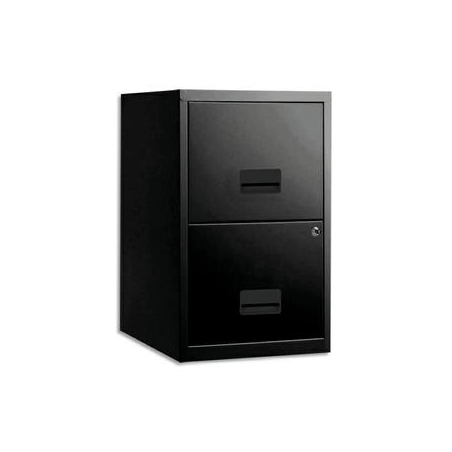 PIERRE HENRY Classeur pour DS 2 tiroirs Noir, poignée vague, fermeture sélective, L40 x H66 x P40 cm