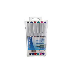 PILOT Pochette de 6 stylos à plume jetables 6 couleurs d’encre V-PEN