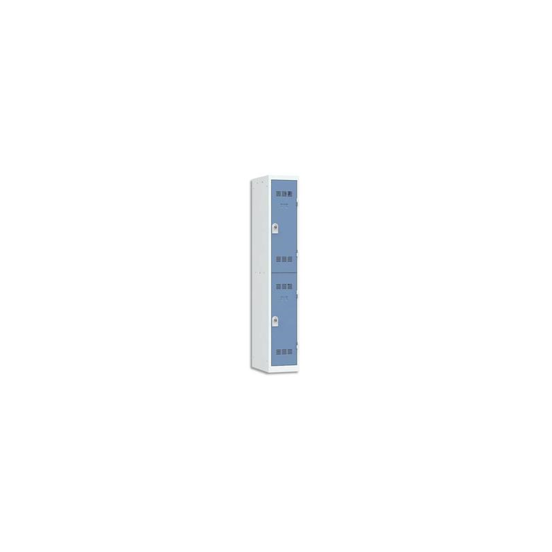 PIERRE HENRY Vestiaire 2 Cases + 1 Colonne - Dimensions : L30 x H180 x P50 cm Gris perle Bleu