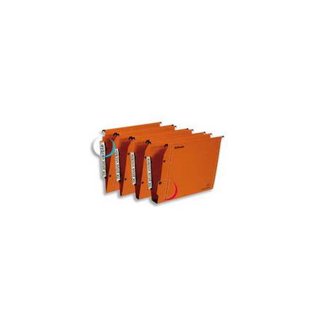 ESSELTE Boîte de 25 dossiers suspendus LMG ARMOIRE en kraft 240g. Fond V, bouton-pression. Orange