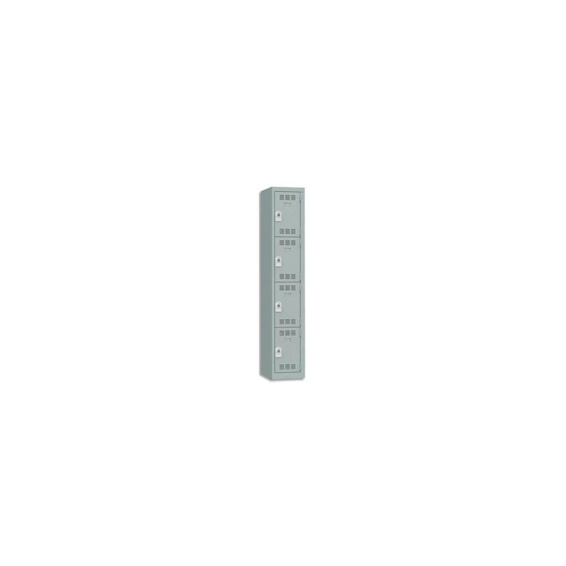 PIERRE HENRY Vestiaire 4 Cases + 1 Colonne - Dimensions : L30 x H180 x P50 cm Gris perle