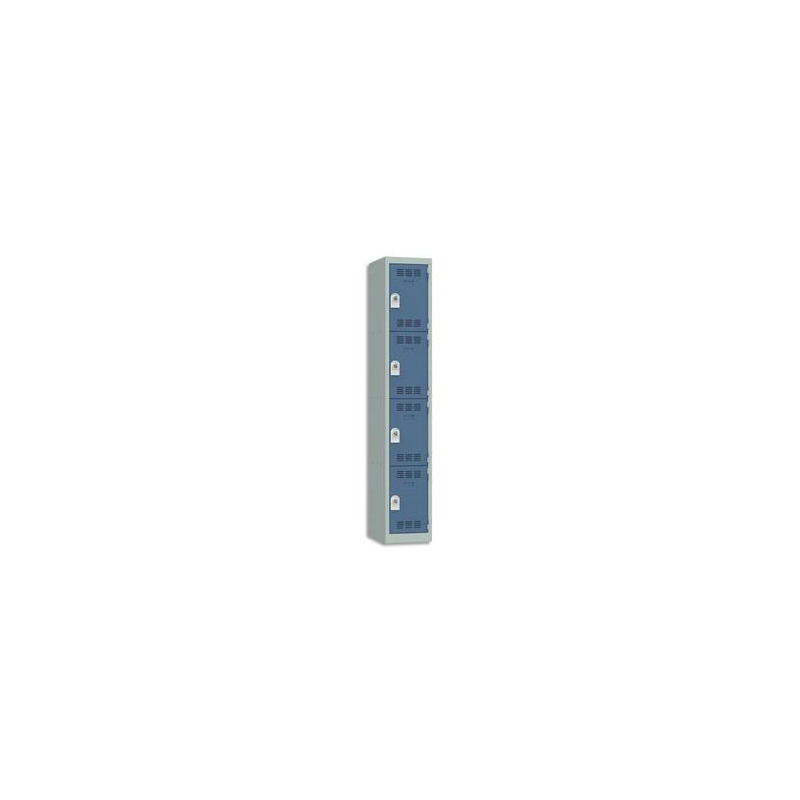 PIERRE HENRY Vestiaire 4 Cases + 1 Colonne - Dimensions : L30 x H180 x P50 cm Gris perle Bleu