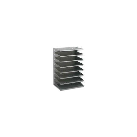 DURABLE Trieur horizontal 8 compartiments en acier epoxy. Pour doc A4+. L36 x H54 x P25 cm - Gris