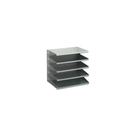 DURABLE Trieur horizontal 5 compartiments en acier epoxy. Pour doc A4+. L36 x H33 x P25 cm - Gris