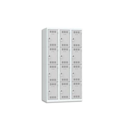 PIERRE HENRY Vestiaire 4 Cases + 3 Colonnes - Dimensions : L90 x H180 x P50 cm Gris perle