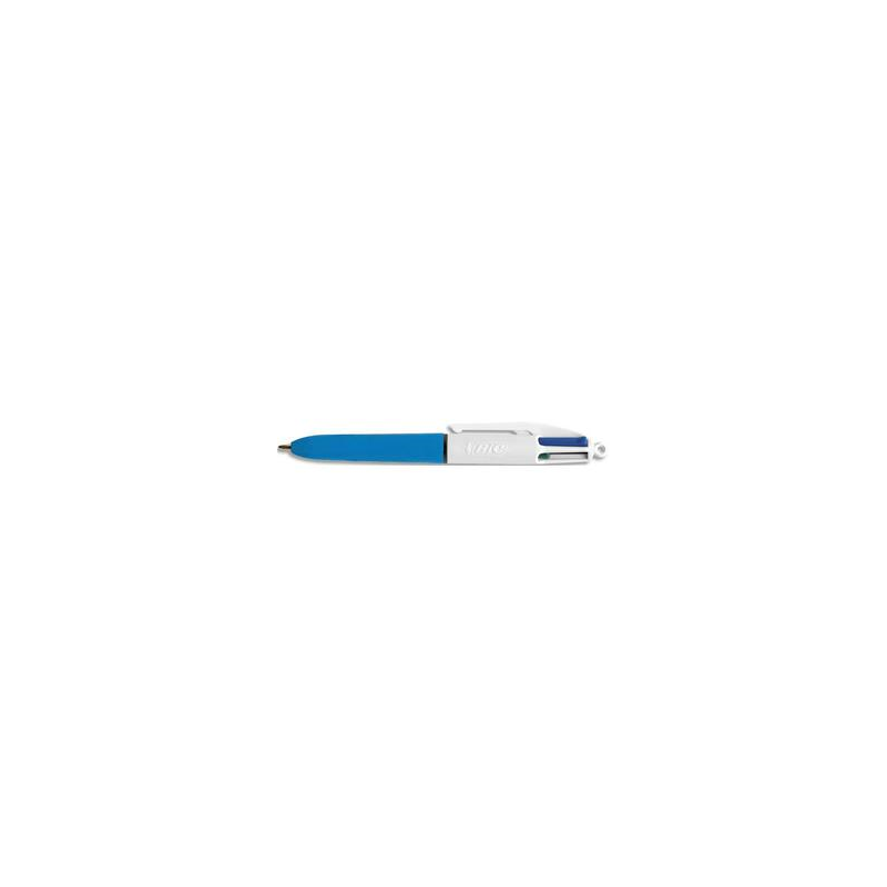 BIC Mini Stylo bille 4 Couleurs pointe moyenne rétractable, corps Bleu