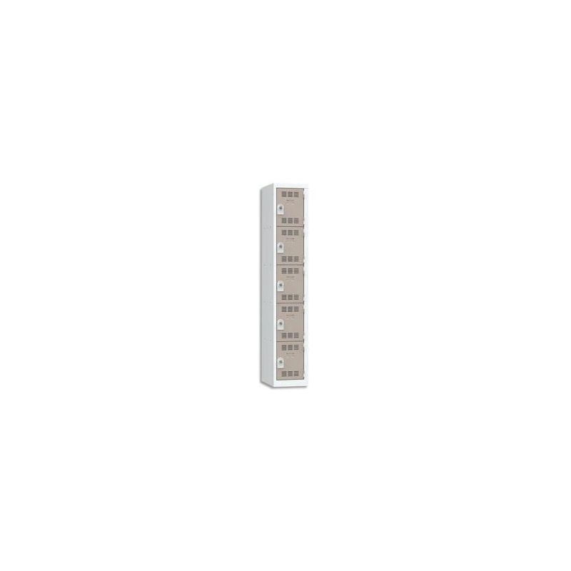 PIERRE HENRY Vestiaire 5 Cases + 1 Colonne - Dimensions : L30 x H180 x P50 cm Gris perle basalte