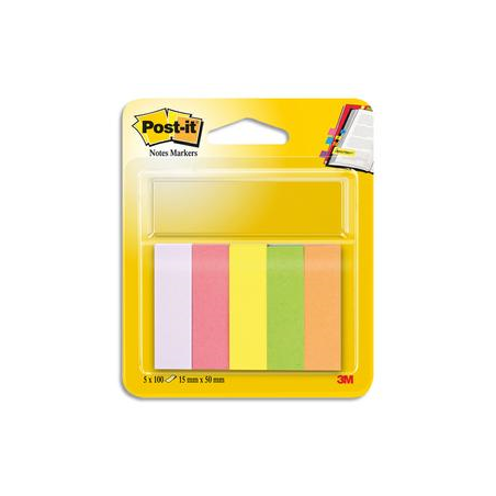 POST-IT Marque-pages POST-IT® papier (5x100) couleurs néons assortis