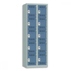 PIERRE HENRY Vestiaire 5 Cases + 2 Colonnes - Dimensions : L60 x H180 x P50 cm Gris perle Bleu