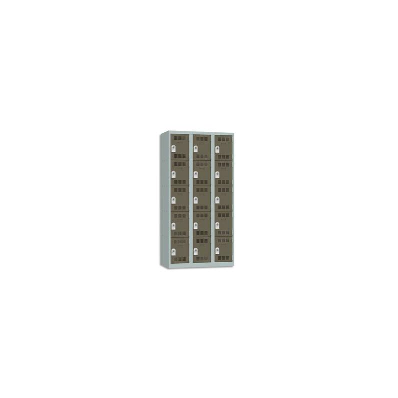 PIERRE HENRY Vestiaire 5 Cases + 3 Colonnes - Dimensions : L90 x H180 x P50 cm Gris perle basalte