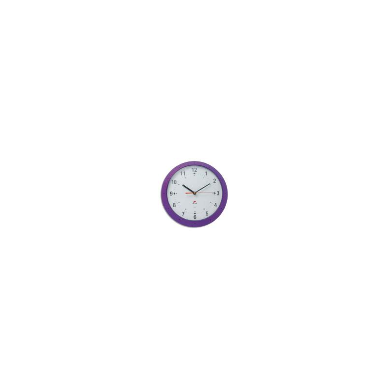 ALBA Horloge murale Hornew silencieuse Prune, pile AA non fournie - Diamètre 30 cm