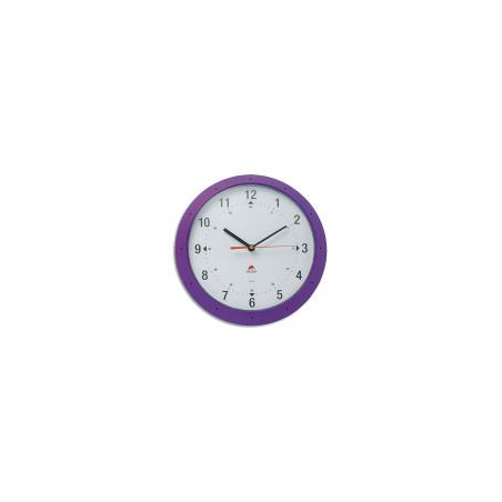 ALBA Horloge murale Hornew silencieuse Prune, pile AA non fournie - Diamètre 30 cm