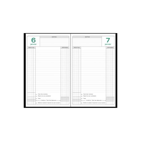 EXACOMPTA Agenda Perpétuel recettes/dépenses 1 jour par page - format 15 x 21 cm couverture Noire