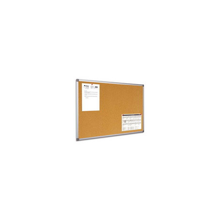 BI-OFFICE Tableau d’affichage en Liège, cadre en PVC Gris - Format : L90 x H60 cm