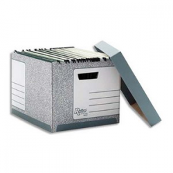 BANKERS BOX Caisse standard L33,3xh28,5xp39cm, montage automatique, carton recyclé Gris/Blanc