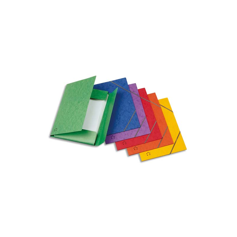 PERGAMY Chemise 3 rabats monobloc à élastique en carte lustrée 5/10e, 390g. Coloris Vert.