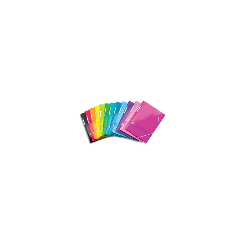 OXFORD Chemise 3 rabats à élastiques COLOR LIFE en carte pelliculée 300g. Format A4. Coloris assortis.