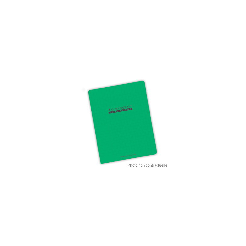 NEUTRE Cahier piqûre 96 pages Seyès 21x29,7 Couverture polypro vert
