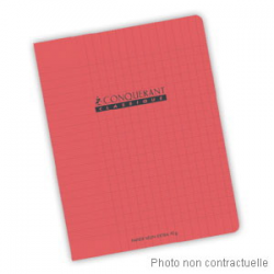 NEUTRE Cahier piqûre 96 pages Seyès 21x29,7 Couverture polypro rouge