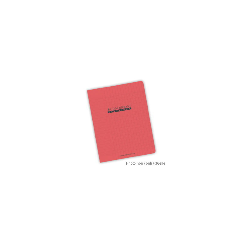 NEUTRE Cahier piqûre 96 pages Seyès 21x29,7 Couverture polypro rouge
