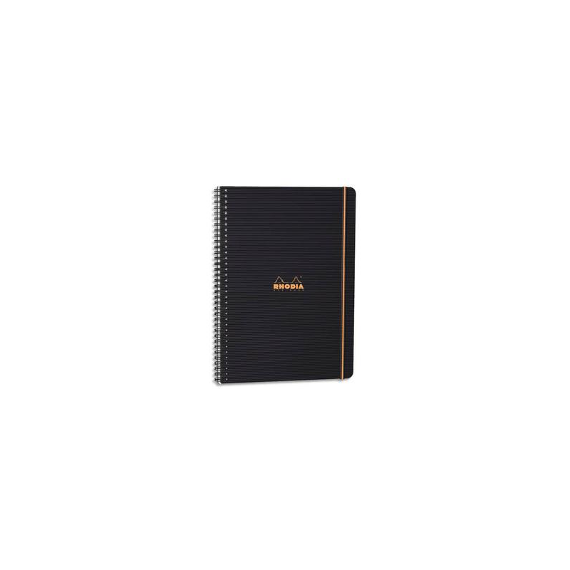 RHODIA Cahier PROBOOK spirale couverture Noire PP 22,5x29,7cm 160 pages lignée 6mm perforées 4 trous