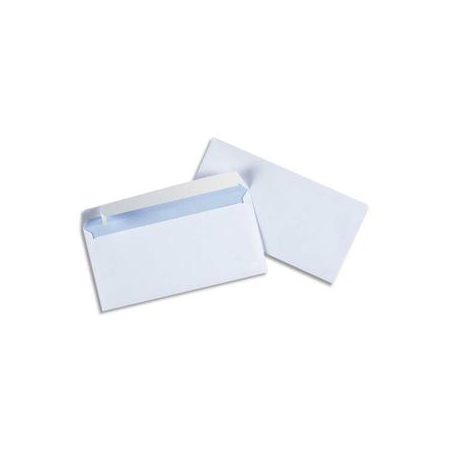 PERGAMY Boîte de 500 enveloppes Blanches 75g DL 110x220 mm auto-adhésives