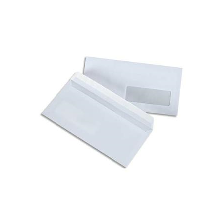 PERGAMY Boîte de 500 enveloppes Blanches 75g DL 110X220 mm fenêtre 45x100 mm auto-adhésives