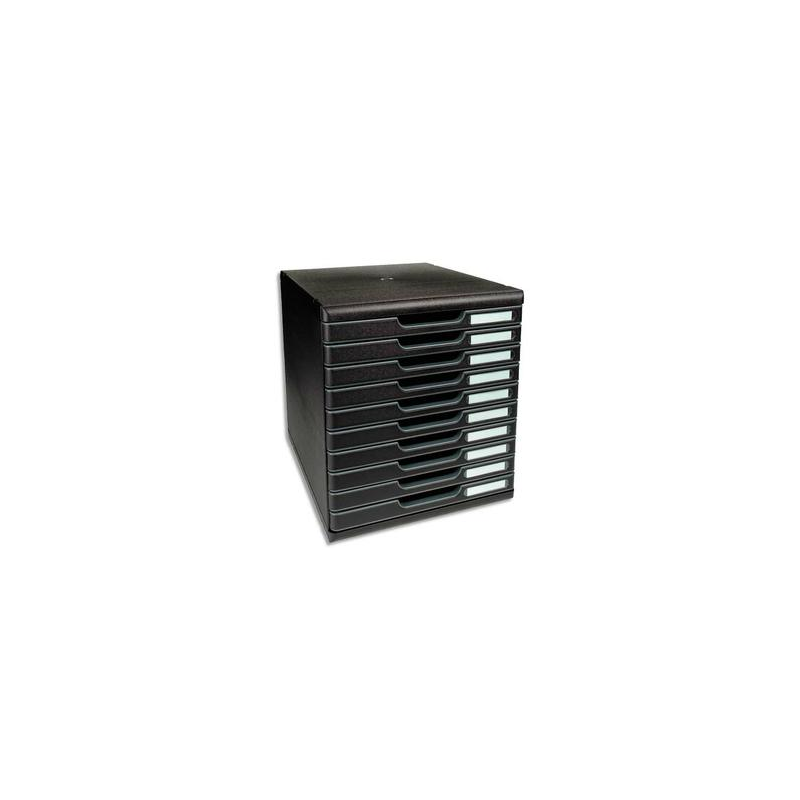 EXACOMPTA Module de classement 10 tiroirs format A4+ Dimensions L28,8 x H32 x P35 cm ECOBlack Noir