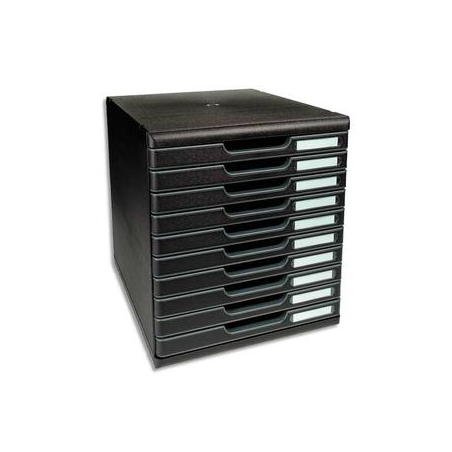 EXACOMPTA Module de classement 10 tiroirs format A4+ Dimensions L28,8 x H32 x P35 cm ECOBlack Noir