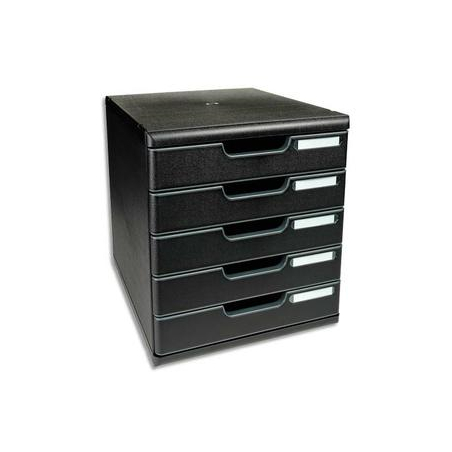 EXACOMPTA Module de classement 5 tiroirs format A4+ Dimensions L28,8 x H32 x P35 cm ECOBlack Noir