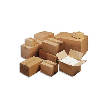 Paquet de 10 caisses américaines double cannelure en kraft écru - Dimensions : 50 x 40 x 40 cm
