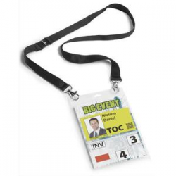 DURABLE Boîte 10 Porte-badges évènementiel A6 avec lacet textile Duo Noir