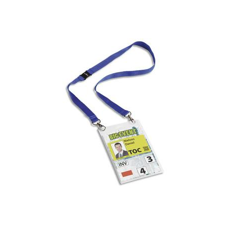 DURABLE Boîte 10 Porte-badges évènementiel A6 avec lacet textile Duo Bleu foncé