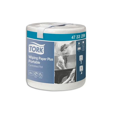 TORK Bobine d'essuyage plus portable 2 plis 345 formats 23,4 x 22,3 cm 80,7 mètres coloris Blanc