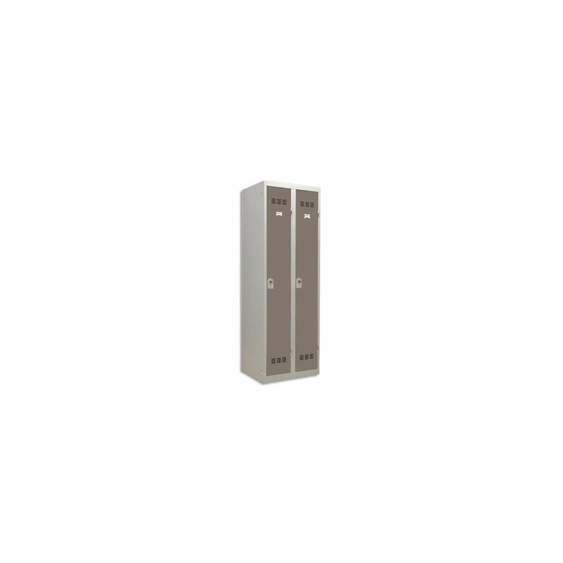 PIERRE HENRY Vestiaire métal industrie propre 2 casiers largeur 60 cm Gris perle basalte