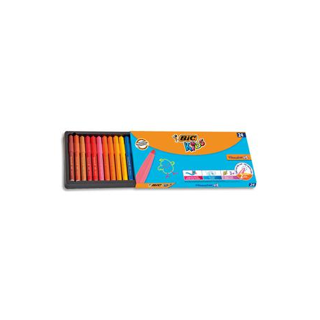 BIC Pochette 24 feutres de coloriage VISACOLOR. Pointe extra-large. Coloris assortis