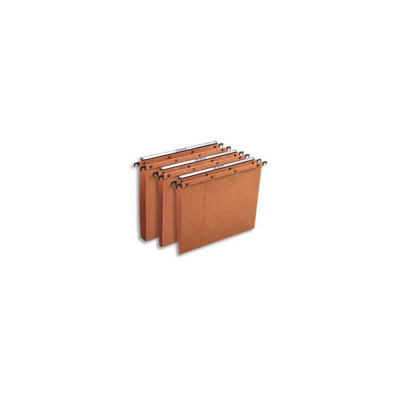 OBLIQUE AZ Boîte de 25 dossiers suspendus TIROIR en kraft 240g. Fond 30, bouton-pression. Orange