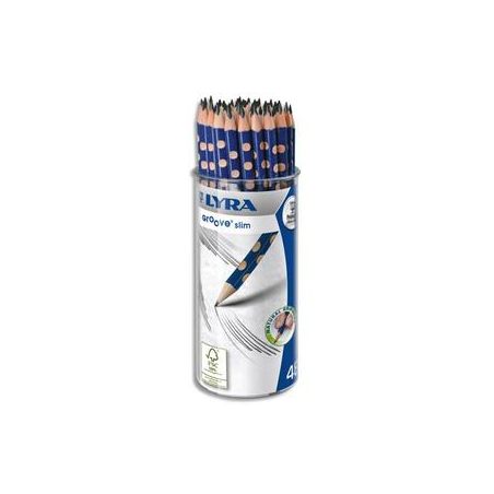 LYRA Pot de 48 crayons graphite triangulaires Groove Slim avec grip zone gauchers et droitiers mine HB