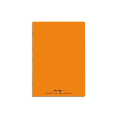 NEUTRE Cahier piqûre 96 pages Seyès 17x22 Couverture polypro orange