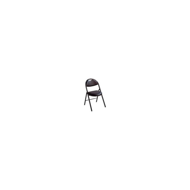 Chaise pliante Arioso en simili cuir Noir, 4 pieds tube époxy Noir avec patins de protection