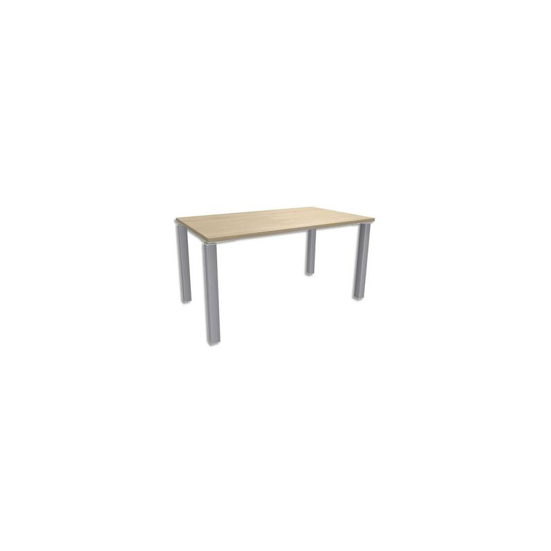 SIMMOB Bureau droit 4 pieds EXPRIM - Dimensions : L140 x H72,5 x P80 cm Chêne clair aluminium