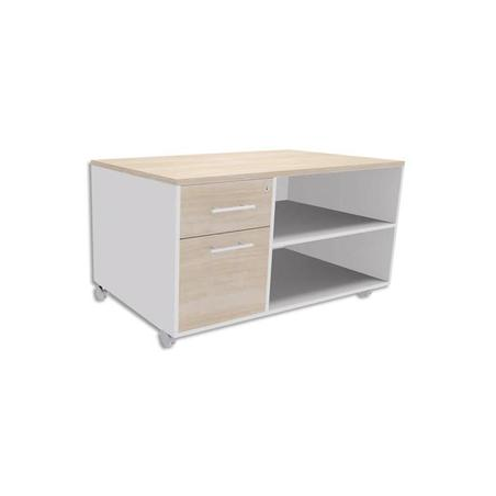 SIMMOB Console avec caisson 2 tiroirs dont 1 DS, dessus Chêne clair INEO - Dim : L100 x H63 x P60 cm