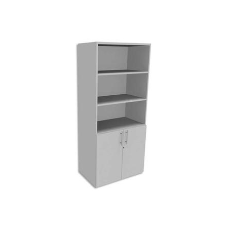 SIMMOB Bibliothèque Haute porte basse Blanc perle INEO - Dimensions : L80 x H180 x P47 cm