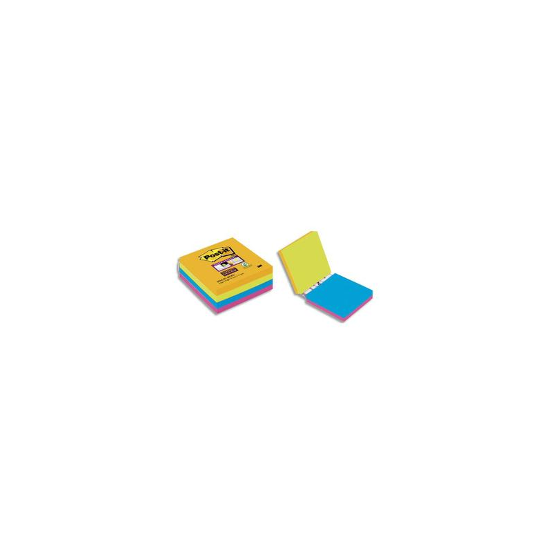 POST-IT Cube de 4 blocs Super Sticky Easy Select 74 feuilles lignées 76 x 76 mm