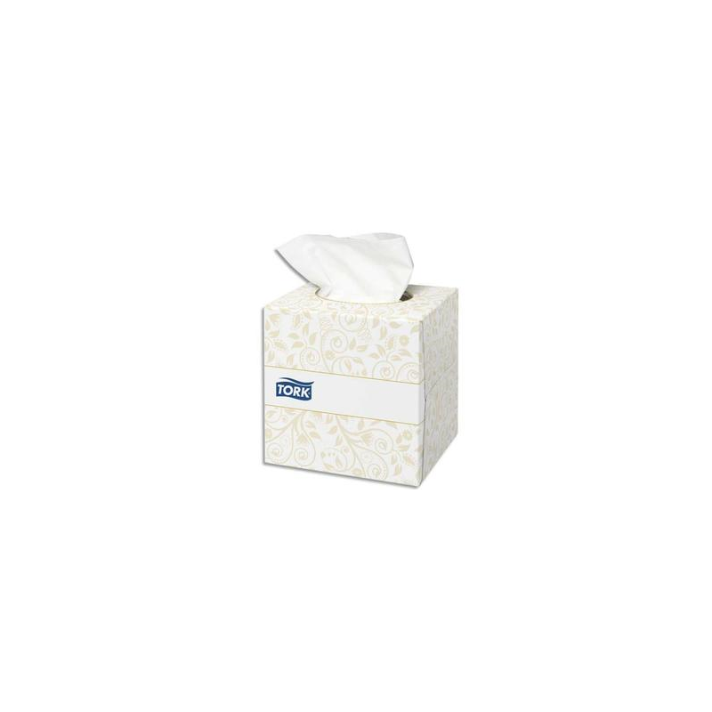 TORK Boîte Cube de 100 Mouchoirs 2 plis ouate extra douche Blanche - Format L21 x P20 cm